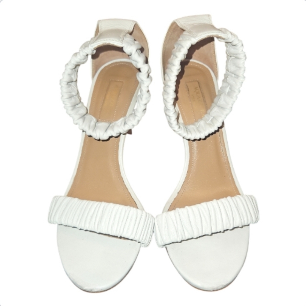 AQUAZZURA | Liberty 85 Ankle Cuff Sandals in White ~ Size EU 38.5 / US 8 - Picture 3 of 8